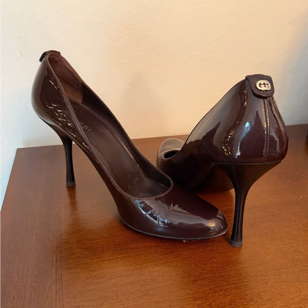 Gucci Wine Colored Leather High Heel Pumps - Womens Size 9.5